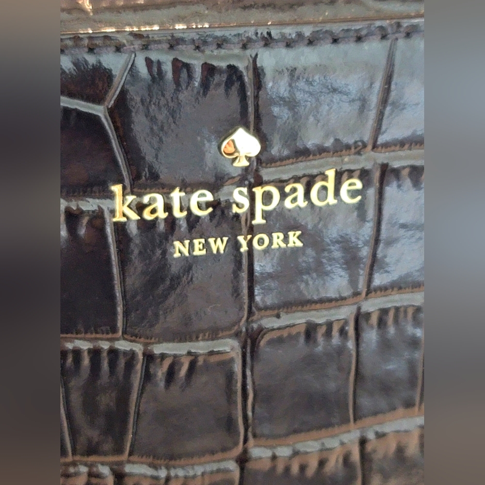 Kate Spade Felix Riverside Street Croc-Embossed Leather Handbag Navy Blue - Picture 6 of 16